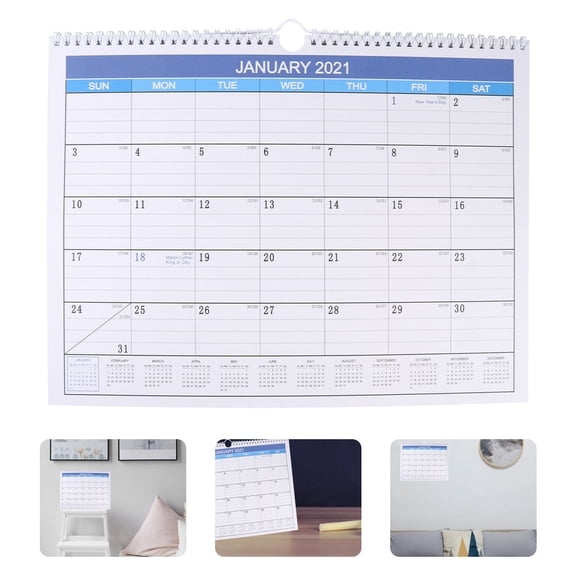 Pretyzoom 1Pcs Blue Paper Monthly Desk Calendar For General Users 2021 Edition
