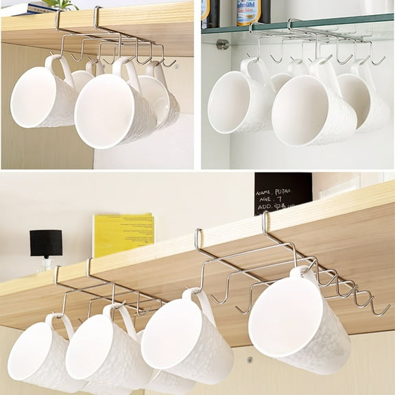 Pretyzoom Coffee Mug Rack Cup Holder Silver Stainless Steel Hanging 1Pack