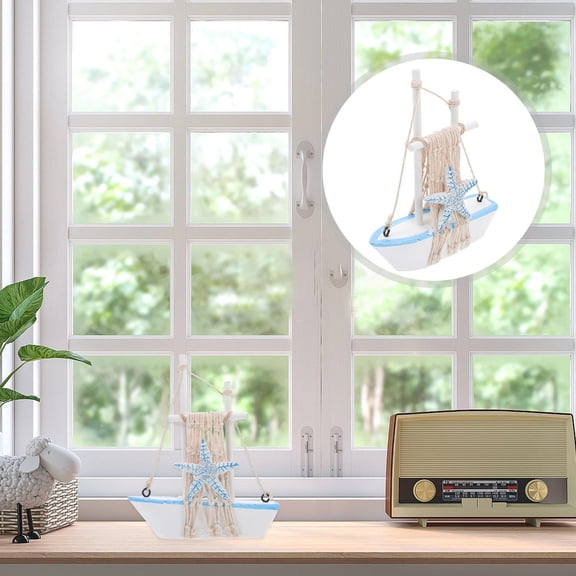 Pretyzoom Mediterranean Boat Figurine Decor Multi Color Synthetic Material Creative Sailing Boat for Home 12.5in