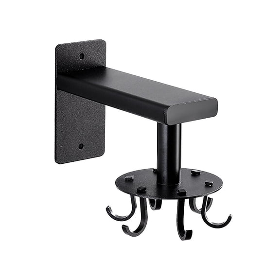 Pretyzoom 1Pc Kitchen Storage Rack Black Aluminum Wall Hooks Punch Free for Home Use