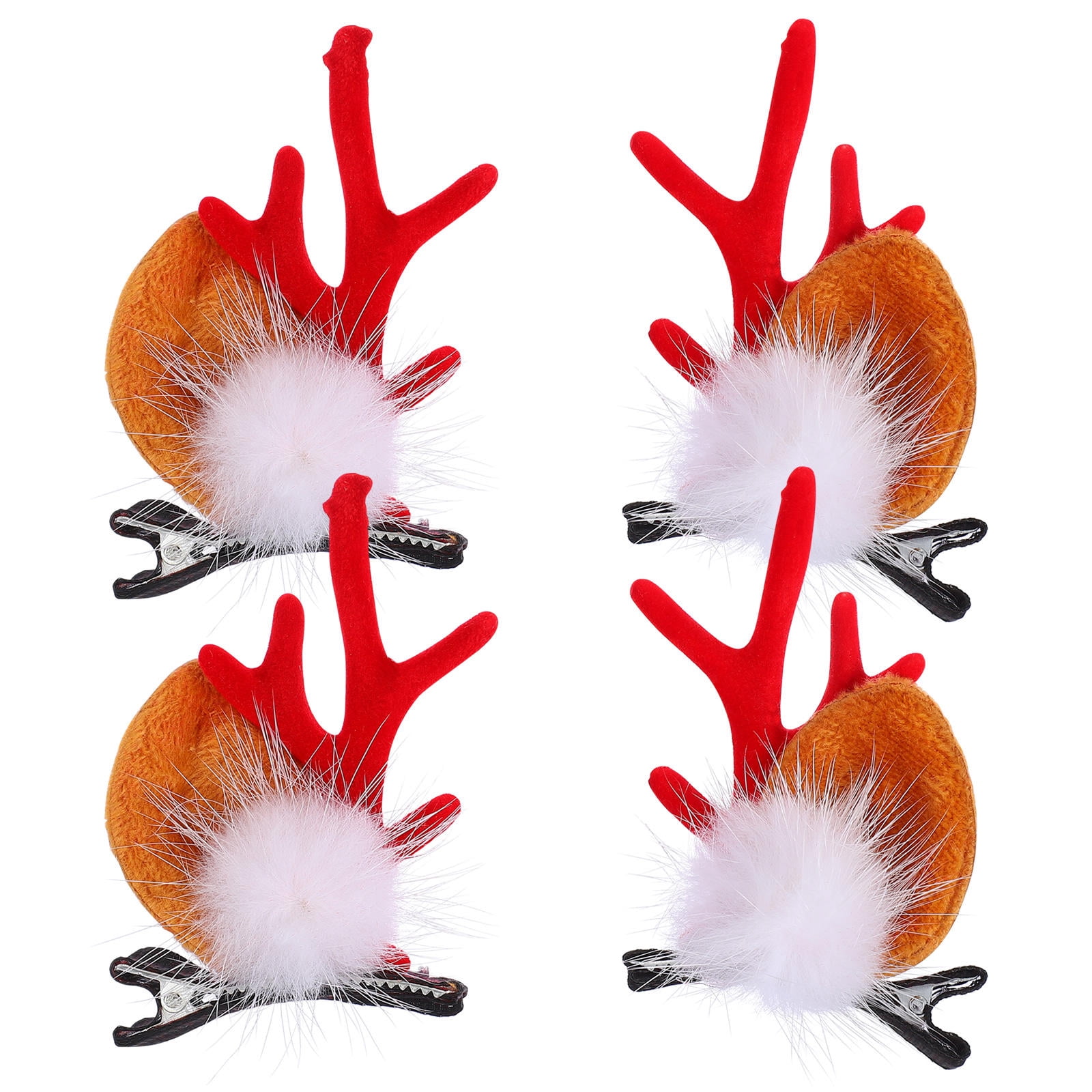 2 Pairs Antler Barrettes Assorted Color Holiday Hair Accessories for Women