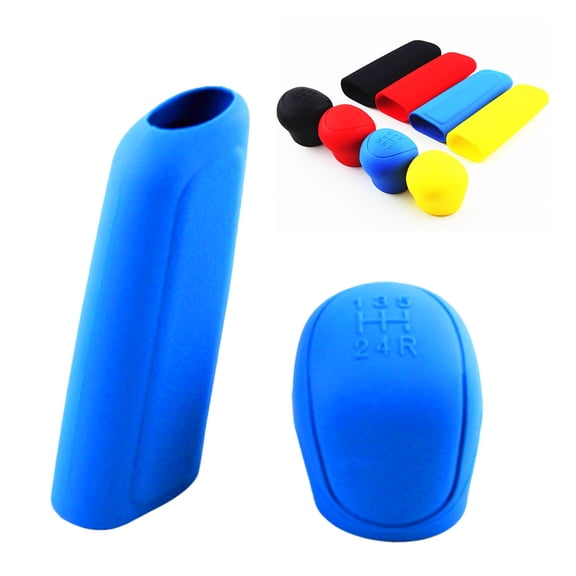 Pretyzoom 2 Sets Car Gear Shift Cover Silicone Protective Cover Blue for Car Owners