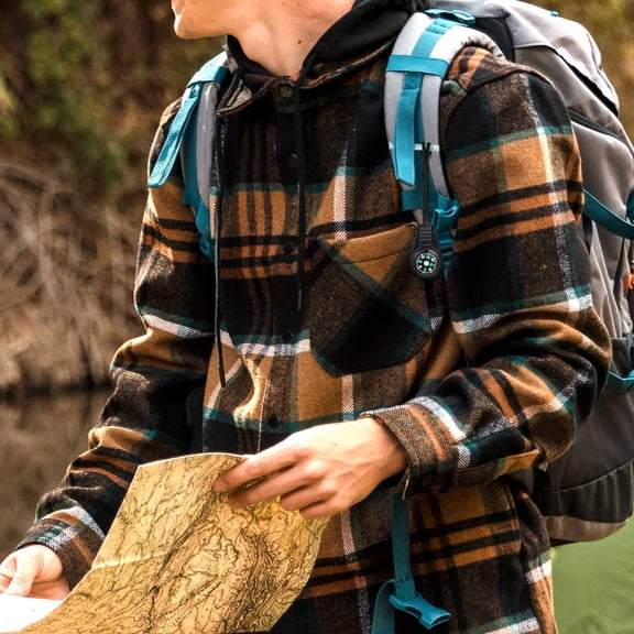 Pretyzoom 20 Pcs Keychain Compass Black ABS Round Design For Outdoor Enthusiasts Camping