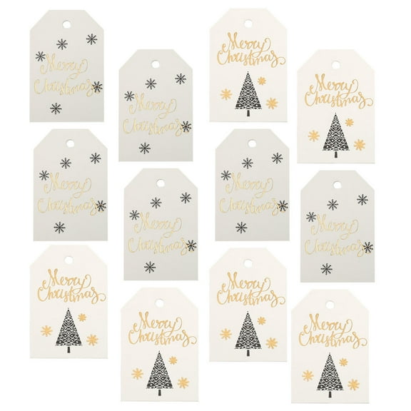 Pretyzoom Xmas Label Cards Assorted Color Christmas Theme Design 200Pcs