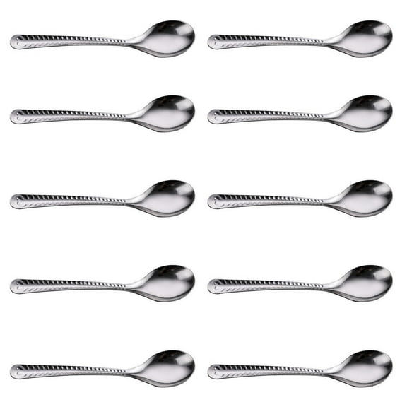 Pretyzoom 20Pcs Long Handle Stainless Steel Soup Spoon Plated Silver Multipurpose Kitchen Flatware