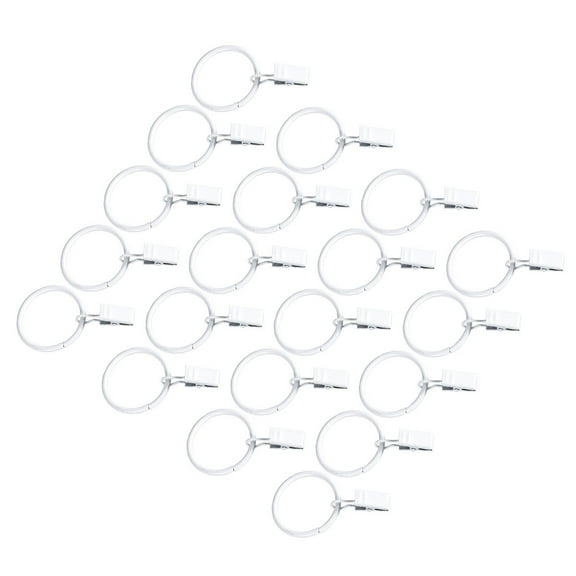 Pretyzoom Curtain Rings White Rustproof Smooth Gliding for Bathroom Use 20Pcs