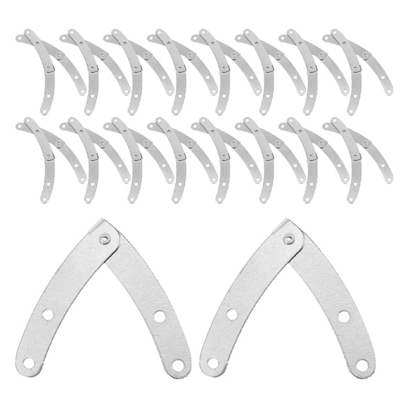Pretyzoom 20Pcs Metal Drop Down Hinges Plated Silver for DIY Box Lid Support Cabinet Door Buffer Design