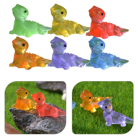Pretyzoom 24pcs Glowing Lizard Figurines Micro Landscape Miniature Statues for Decoration