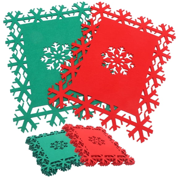 Pretyzoom 24pcs Snowflake Table Mats Felt Dinner Place Mats Assorted Color for Holiday Celebration