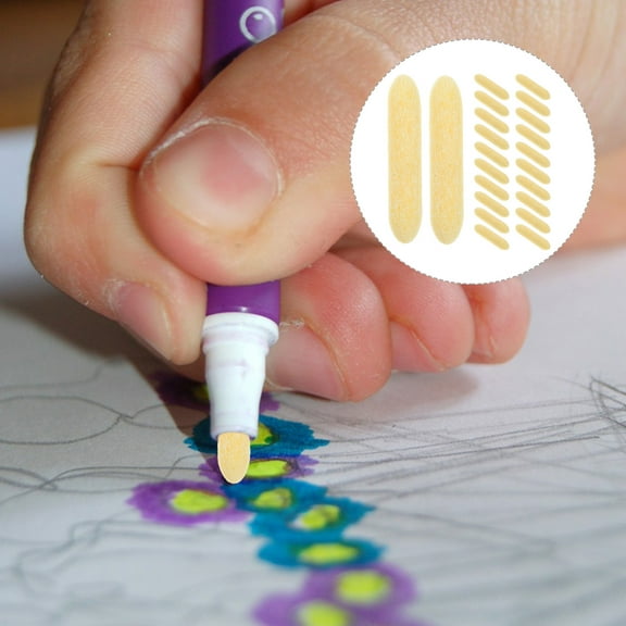 Pretyzoom 25Pcs Refillable Paint Pen Points Yellow Replacement Nibs Portable Marker Pen Supplies