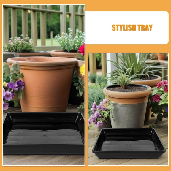 Pretyzoom 2Pcs Black Plastic Plant Saucer Tray for Indoor and Outdoor Planters Durable Thickened Design