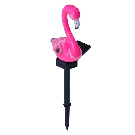 Pretyzoom 2Pcs Solar Garden Lamp Red Flamingo Design Resin Outdoor Decorative Landscape Light