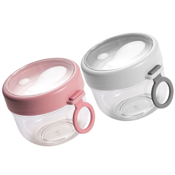 Pretyzoom 2Pcs Leak Proof Overnight Oatmeal Containers with Lids Portable Storage Jars for Home Use