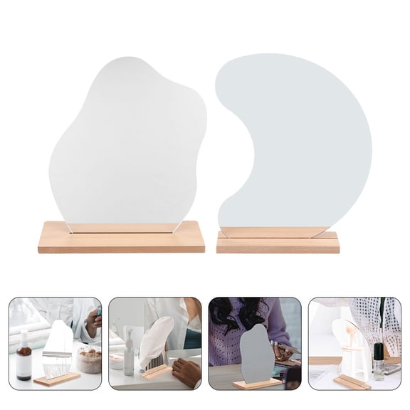 Pretyzoom 2Pcs Aesthetic Makeup Mirrors Face Detail Viewing Mirror for Women in Office