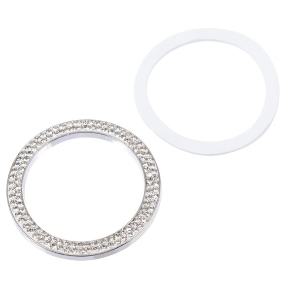 Pretyzoom 2Pcs White Rhinestone Ignition Button Ring Car Engine Start Stop Decorative Ring