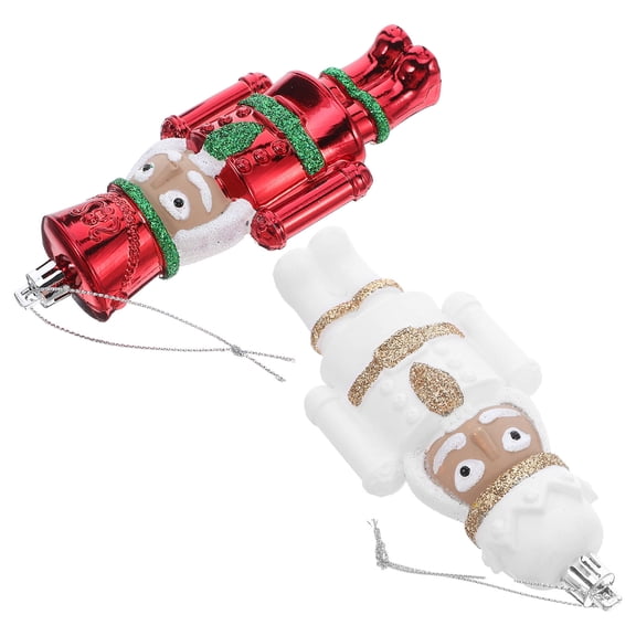 Pretyzoom Nutcracker Plastic Ornaments Assorted Colors for Home Christmas Tree Decor 2Pcs