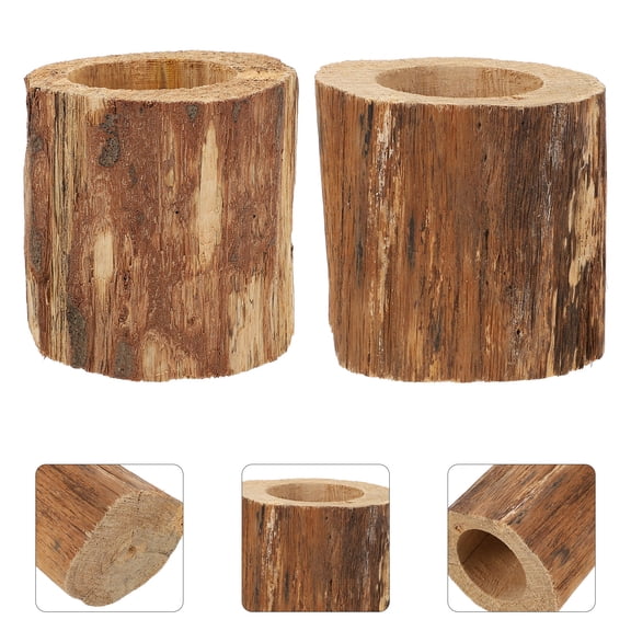 Pretyzoom 2Pcs Dark Brown Wooden Bonsai Pot for Green Plant Display and Decorative Use