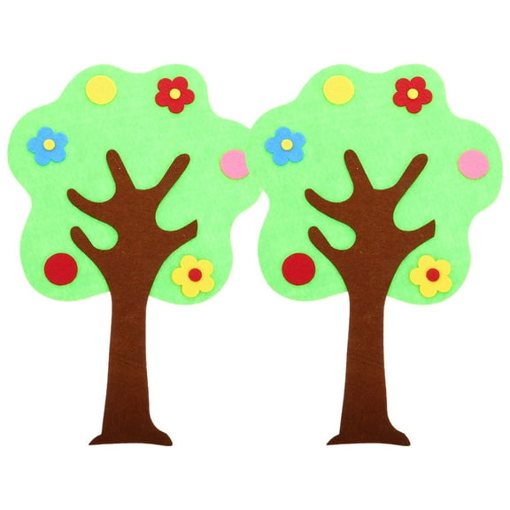 Pretyzoom 2Pcs Faux Plant Tree Stickers Nonwoven Fabrics for Community Bulletin Board Light Green Wall Decor