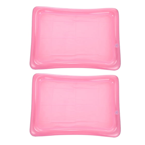 Pretyzoom 2Pcs Pink Inflatable Salad and Drink Serving Tray Floating Cooler for Pool Use
