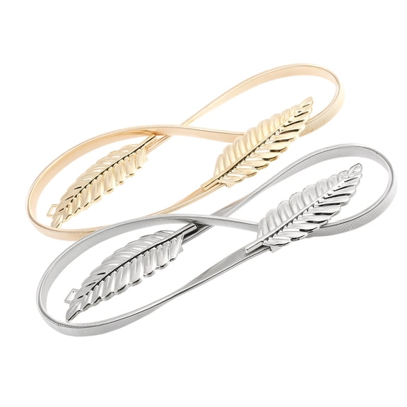 Pretyzoom Waist Belt Golden Metal 2Pcs 29Inch Fashionable Accessory for Women