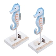 Pretyzoom 2Pcs Natural Wood Seahorse Figurines Ocean Animal Statues for Mediterranean Home Decor