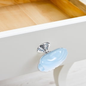Pretyzoom 2Pcs Blue Ceramic Shell Shaped Dresser Knobs Decorative Cabinet Pulls for Home