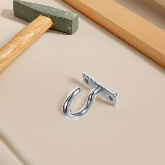 Pretyzoom 2Pcs Stainless Steel Screw in Mount Hooks for Hanging Clothes Plants Plated Silver Finish