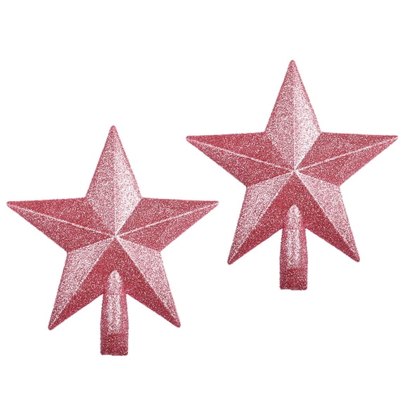 Pretyzoom Chic Pink Star Christmas Tree Topper, Premium Plastic Decoration for Festive Use 2Pcs