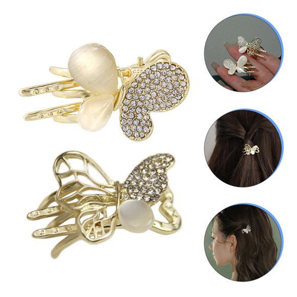 Pretyzoom 2pcs Clear Hair Clips Butterfly Hair Clips Multi Alloy for Fixing Bangs Women Girls