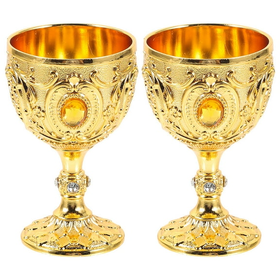 Pretyzoom Golden Small Liquor Cups Elegant and Practical Metal Drinkware for Outdoor 2Pcs