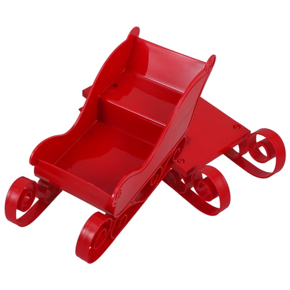 Pretyzoom Red ABS Christmas Sleigh Ornament for Desktop Decor and Photo Prop 2Pcs