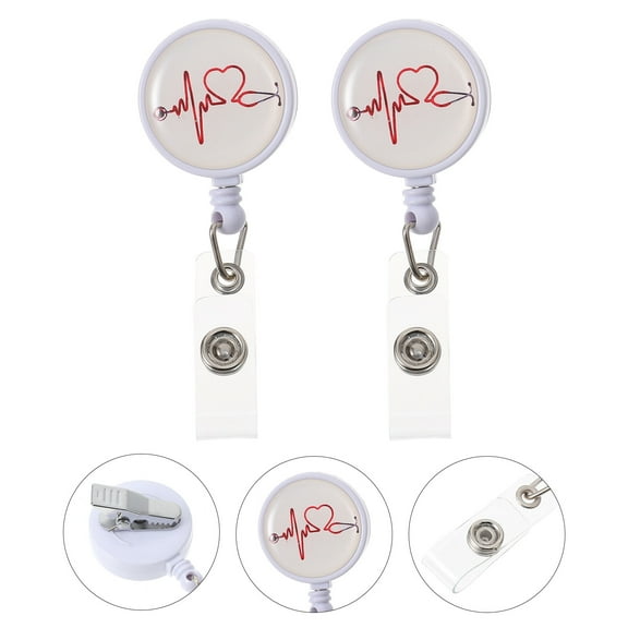 Pretyzoom 2Pcs Retractable Badge Clip ABS Assorted Color for Nurses and Workers