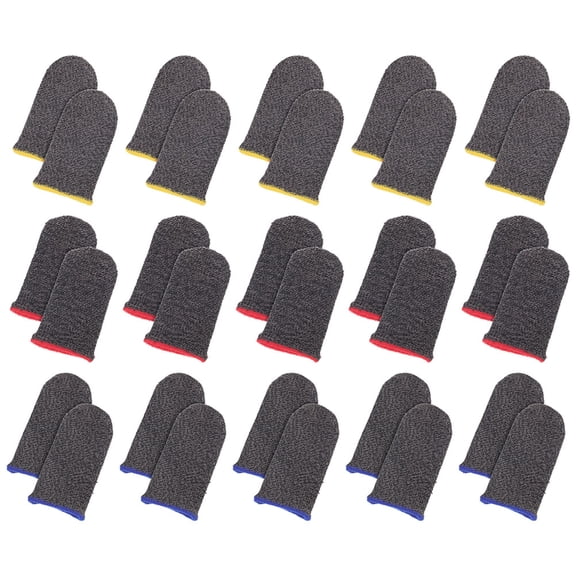 Pretyzoom Breathable Black Anti-Slip Finger Sleeves for Game Protection 30Pcs