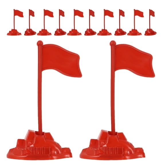 Pretyzoom 30pcs Tiny Figurines Red Flag Plastic Model Toy for Scene Enhancement in War Games Collections