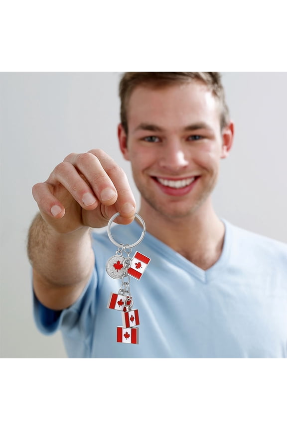 3Pcs Assorted Color Maple Leaf Keychain Durable Alloy Pendant Canadian Souvenir