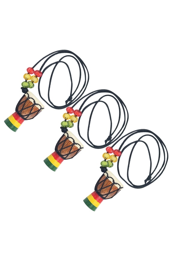 Multi Color African Wooden Necklace with Unique Pendant for Decoration Perfect for Parties and 3Pcs