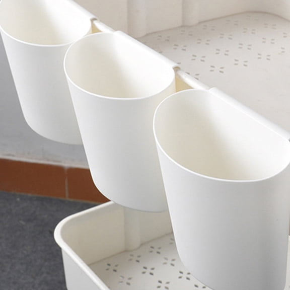 Pretyzoom 3Pcs White Hanging Storage Buckets for Rolling Cart Compact Design for Home Organization