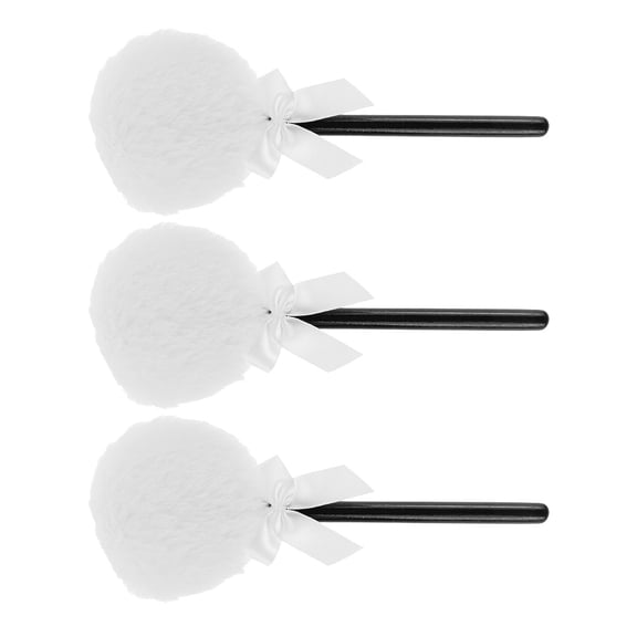 Pretyzoom 3Pcs White Makeup Cushion Puff with Handle for Natural Powder Finish