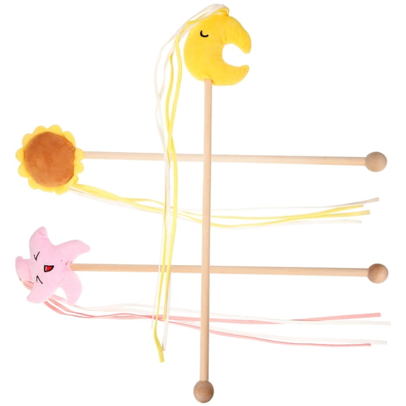 Pretyzoom Cat Teasing Stick Set for Cats Indoor Assorted Color 3Pack