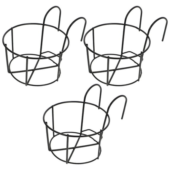 Pretyzoom 3Pcs Black Round Flower Pot Holders for Hanging Balcony Plants