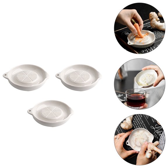 Pretyzoom Durable Ceramic Food Grinding Bowl for Kitchen Use Easy to Clean and Ideal for Baby Food 3 Pieces White