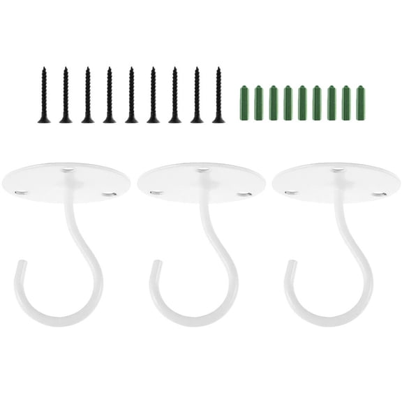 Pretyzoom 3pcs Ceiling Hooks for Hanging Plants Iron White Simple Design for Garden Decor