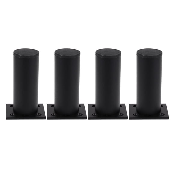 Pretyzoom 4 Pcs Metal Furniture Feet Black Square Supporter for Homeowners Raise Height Furniture