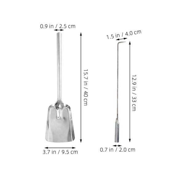 Pretyzoom Silver Cast Iron Fireplace Shovel and Poker Set for Home Fireplaces