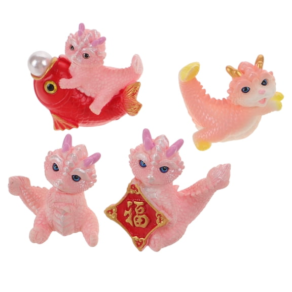 Pretyzoom Creative Dragon Figurines Resin Assorted Color for Lawn Yard Desktop Decor 4Pcs