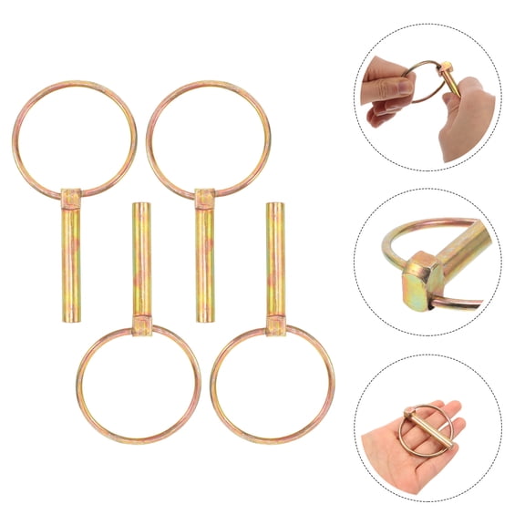 Pretyzoom 4Pcs Golden Lynch Pins Metal Spring Retaining Clips Durable Locking Pins for Mowers