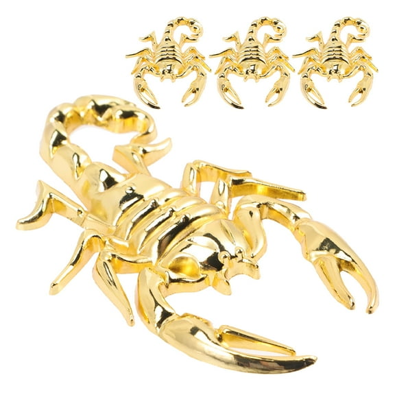 Pretyzoom 4Pcs Metal Scorpion Car Stickers Golden 3D Car Emblems for Unique Automotive Decor