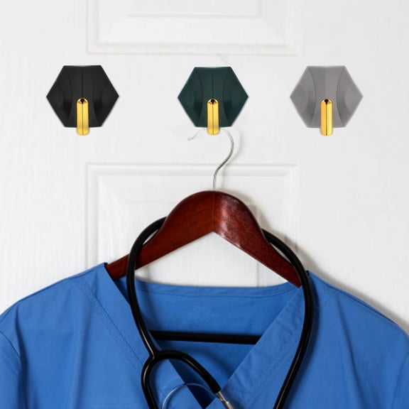 Pretyzoom 4Pcs Self Stick Hook ABS Wall Mountable for Rental Users in Assorted Color