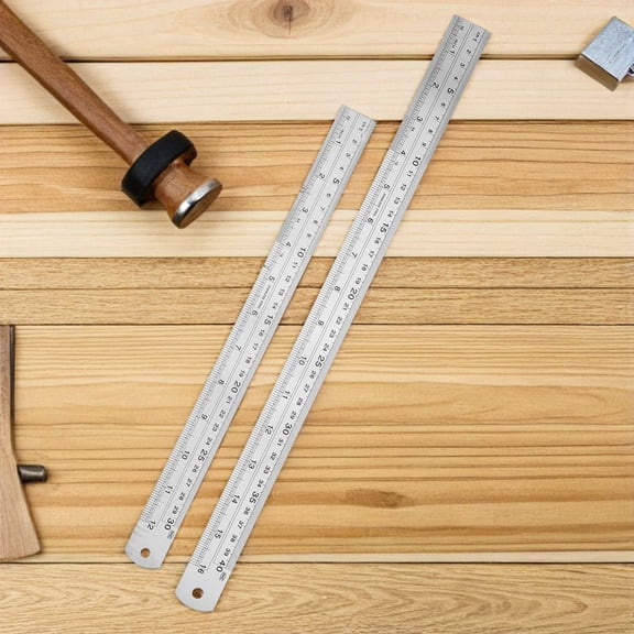 Pretyzoom 4Pcs Professional Double Sided Stainless Steel Rulers with Clear Graduated Markings for Drafting