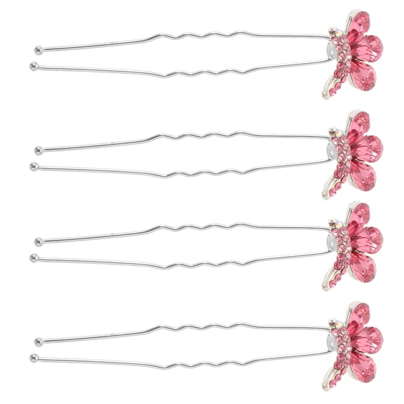Pretyzoom 4Pcs Wedding Hairpins Pink Metal Decorative Hair Clips for Women and Girls Performance